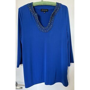 Jones New York  Ladies Royal Blue Pullover Top with Beading Size Medium